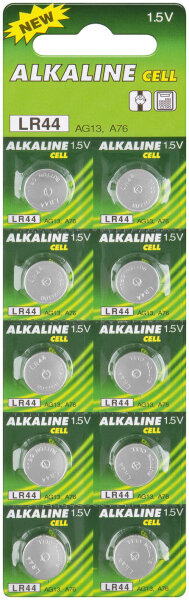 10 x Knopfzelle Alkali Mangan AG13, LR44, LR1154, 357, A76