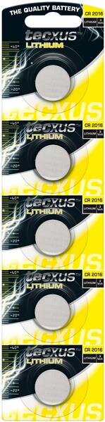 5 x tecxus Knopfzelle Lithium CR 2016