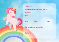 8 Einladungskarten Geburtstag Einhorn Pony M&auml;dchen Kindergeburtstag Regenbogen