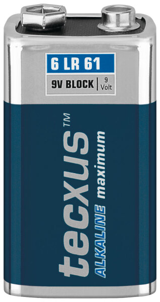 Batterie Alkali 9-Volt Block 6 LR 61 tecxus