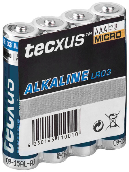4 x Tecxus Alkaline Batterie Micro AAA, LR 03