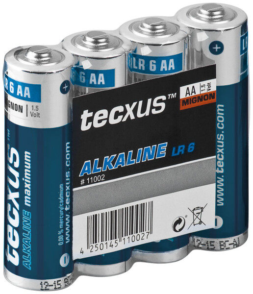 4 x Tecxus Batterie Alkali Mignon AA, LR 6