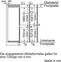 Siemens KI84FPDD0 Einbau-K&uuml;hl-Gefrierkombination Flachscharnier Festt&uuml;r 178cm