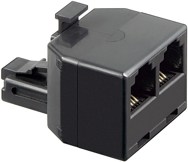 Festnetz T-Adapter 2 x RJ12 Buchse &gt; 1 x RJ12 Stecker schwarz