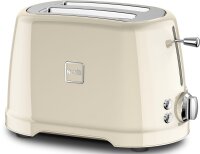 Novis T2 Toaster 2 Scheiben Schlitz Br&ouml;tchenaufsatz 900W Edelstahl Creme Beige