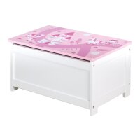 Roba Krone Spielzeugtruhe Sitz-&amp; Aufbewahrungstruhe Kiste 60x32x30cm Wei&szlig;/Pink