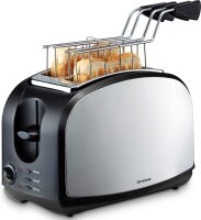 Trisa Crispy Snack Toaster 2 Scheiben Schlitz mit Sandwich-Zangen 600W Edelstahl