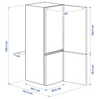 IKEA VINDAS K&uuml;hl-Gefrierkombination Freistehend LED 343L Edelstahl-Optik 185cm