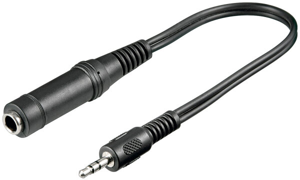 Audio-Video-Kabel 3,5 mm stereo Stecker &gt; 6,35 mm stereo Kupplung schwarz 0,2 m