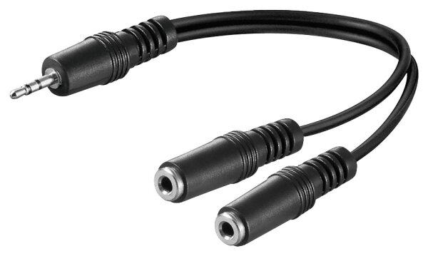 Audio Adapter Kabel 3,5 mm stereo Stecker &gt; 2x 3,5 mm stereo Kupplung 0,2 m