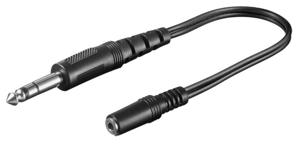 Audio-Video-Kabel 6,35 mm stereo Stecker &gt; 3,5 mm stereo Kupplung, 0,2 m