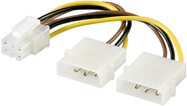 Internes Stromkabel 2 x 5,25 Stecker &gt; PCI Express 6 pin