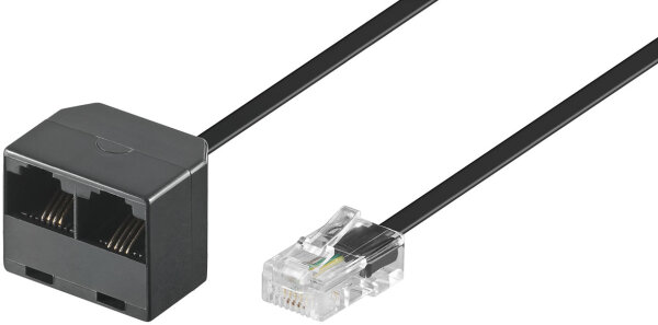 ISDN Modularverl&auml;ngerung 1 x RJ45 Stecker &gt; 2 x RJ45 Buchse 0,2 m, schwarz