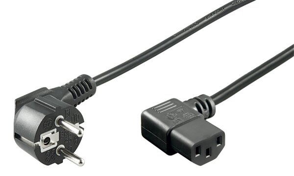 Kaltger&auml;te Kabel PC Stromkabel Netzkabel 2 m 90&deg; gewinkelt Schwarz