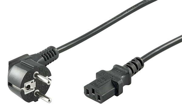 Netzkabel PC Kabel 90&deg; rechts gewinkelt abgewinkelt Schutzkontakt 2,5 m Schwarz