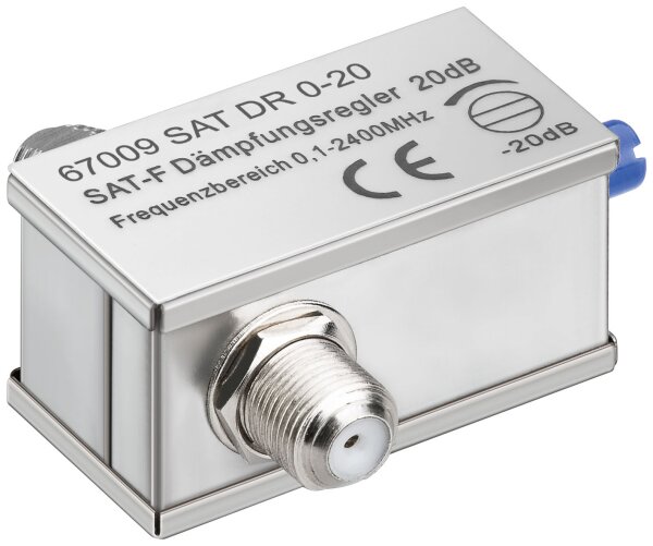 D&auml;mpfungsregler, 0-20 dB, F-Kupplg / -F-Kupplg 0,1-2400 MHz