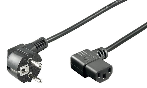 Kaltger&auml;te Kabel PC Stromkabel Netzkabel 5m 90&deg; gewinkelt Schwarz