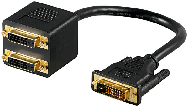 DVI-D-Stecker Dual-Link (24+1-Pin) &gt; 2x DVI-D-Buchse Dual-Link (24+1-Pin)
