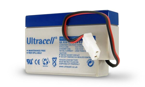 Bleiakku Ultracell 12 V, 0,8 Ah (UL0.8-12) - AMP-Stecker Blei-Akku
