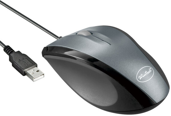 Optische 3 Tasten USB Notebook Maus schwarz / grau