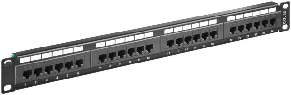 CAT 5e Ethernet Patch Panel 19&quot; 24 Port UTP ungeschirmt Netzwerk Patchfeld, schwarz