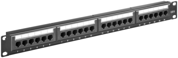 CAT 6 Ethernet Patch Panel 19&quot; 24 Port UTP ungeschirmt Netzwerk Patchfeld, schwarz