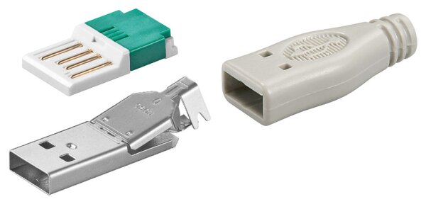 10 x USB A-Stecker zur werkzeugfreien Crimp-Montage inkl. T&uuml;lle