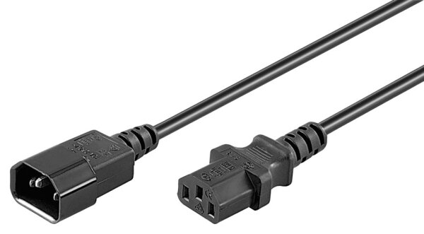 Netzkabel verl&auml;ngerungs kabel PC Kabel Kaltger&auml;te verl&auml;ngerung 3 m, Schwarz