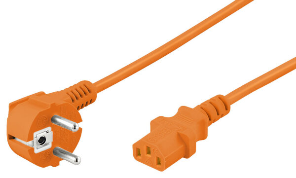 Netzkabel PC Kabel abgewinkelter Schutzkontakt St. Kaltger&auml;testecker 2 m, Orange