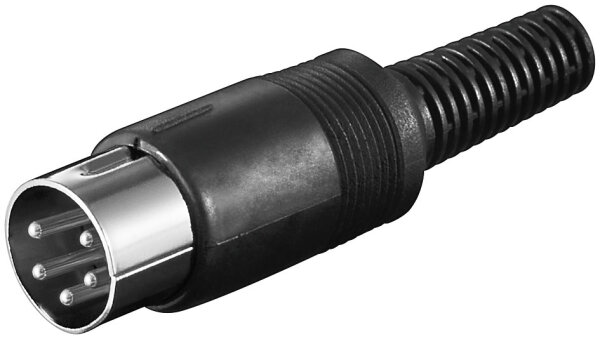 10x DIN-Stecker 5-polig 240&deg; Kunststoff schwarz mit Knickschutz