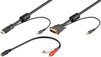 DVI &gt; HDMI Kabel mit Audioleitung DVI-D Stecker&gt;...