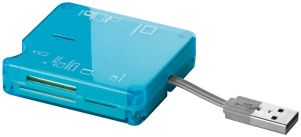 Cardreader All in 1 extern Kartenleseger&auml;t USB 2.0 / 6 Kartensch&auml;chte hellblau