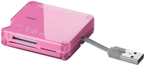 Cardreader All in 1 extern Kartenleseger&auml;t USB 2.0 / 6 Kartensch&auml;chte pink
