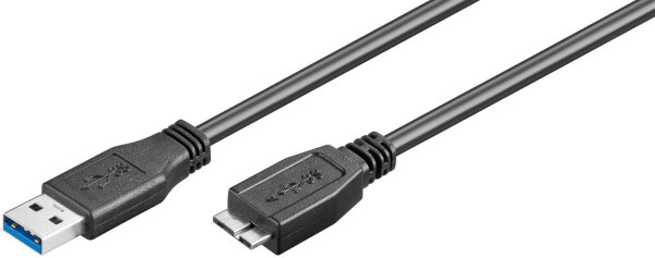 USB 3.0 SuperSpeed Kabel A Stecker &gt; Micro B Stecker 0,5 m, Schwarz