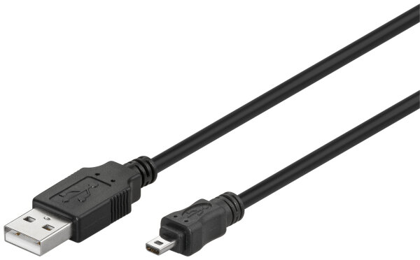 USB 2.0 Hi-Speed Kabel &quot;A&quot; Stecker &gt; Mini-Stecker 8 polig 1,8 m Schwarz