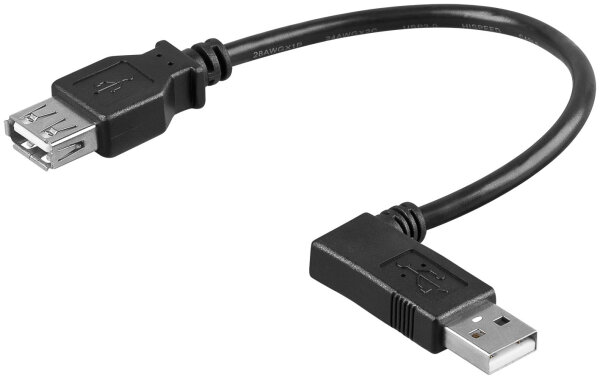 USB 2.0 Hi-Speed Verl&auml;ngerungskabel A Stecker 90&deg; links &gt; A Buchse 0,30 m