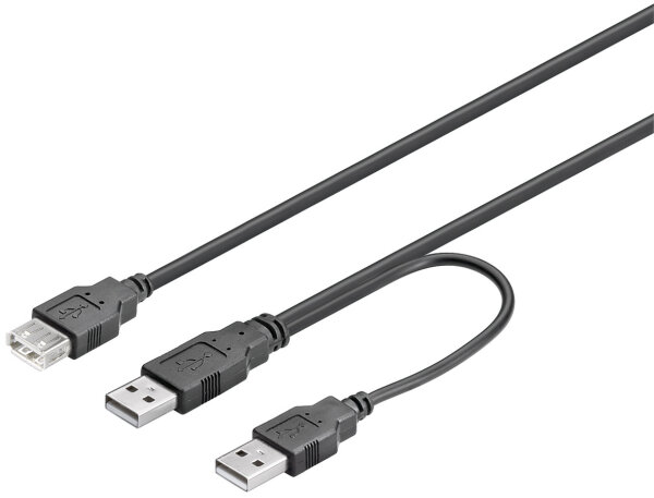 USB 2.0 Hi-Speed Dual Power Verl&auml;ngerungskabel 2x &quot;A&quot; Stecker &gt; &quot;A&quot; Buchse