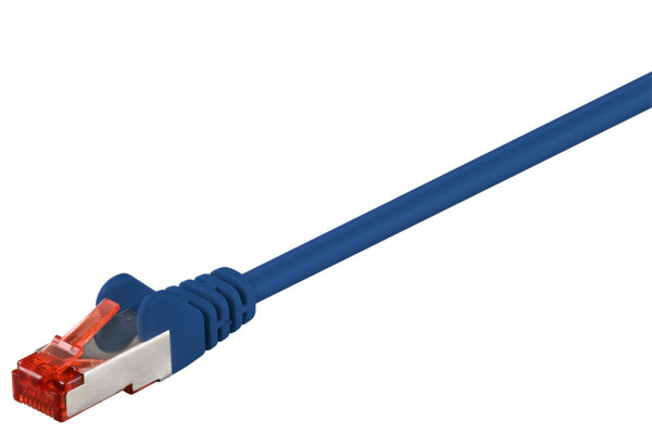 CAT 6 Netzwerkkabel S/FTP 2x RJ-45 Stecker PIMF doppelt geschirmt 0,25 m, Blau