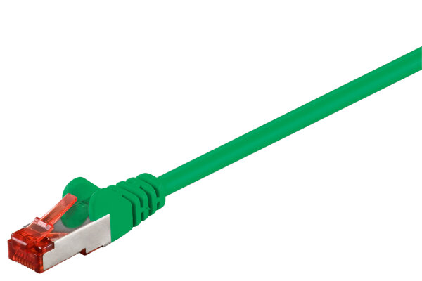 CAT 6 Netzwerkkabel S/FTP 2x RJ-45 Stecker PIMF doppelt geschirmt 0,25 m, Gr&uuml;n