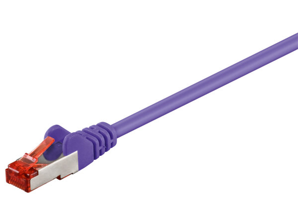 CAT 6 Netzwerkkabel S/FTP 2x RJ-45 Stecker PIMF doppelt geschirmt 0,25 m, Violett
