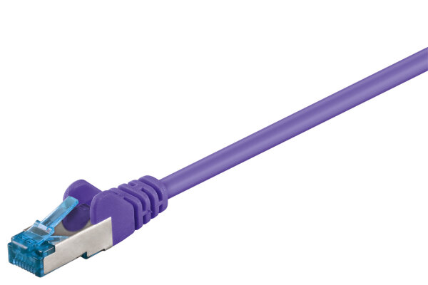 CAT 6a Netzwerkkabel S/FTP LS0H 2x RJ-45 Stecker doppelt geschirmt 1 m, Violett
