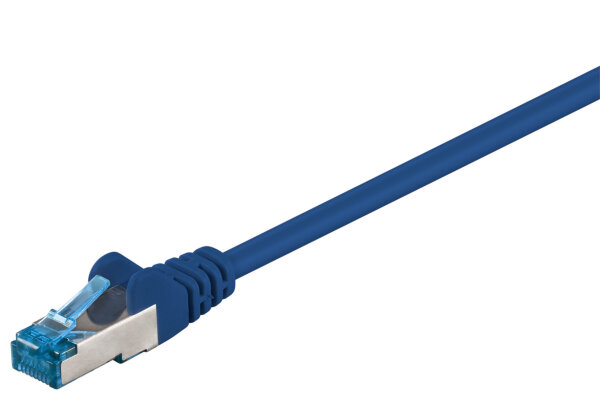 CAT 6a Netzwerkkabel S/FTP LS0H 2x RJ-45 Stecker doppelt geschirmt 10 m, Blau