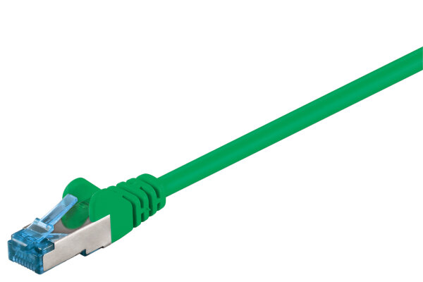 CAT 6a Netzwerkkabel S/FTP LS0H 2x RJ-45 Stecker doppelt geschirmt 10 m, Gr&uuml;n