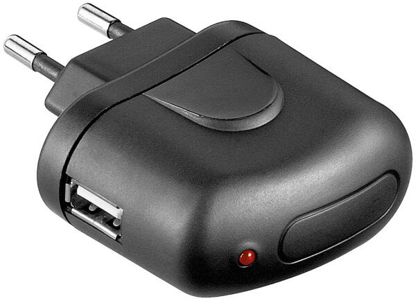 USB Lade-Adapter 230V -&gt; USB (1A) Reiseladeadapter (schwarz)