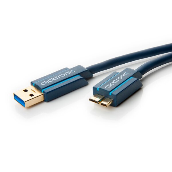 Clicktronic Casual Hochgeschwindigkeits Adapter Kabel Micro-USB 3.0 Stecker Typ B 3 m