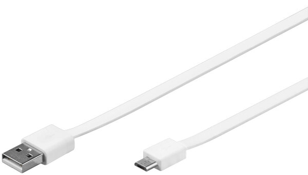 Micro-USB Flachkabel Datenkabel f&uuml;r Handy Universal 1 m, weiss