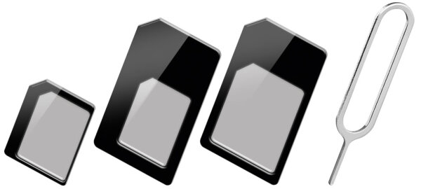 SIM-Kartenadapter ( 4 in1 ) nano-SIM, Micro-SIM, SIM-Format Apple Samsung