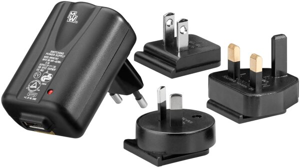 USB-Ladeger&auml;t mit 3 Reiseadaptern Gro&szlig; Britanien, USA und Australien