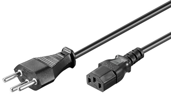 Kaltger&auml;te Kabel Netzkabel PC Strom Kabel mit Schweiz Stecker 2 m, Schwarz
