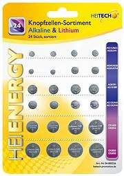 HEITECH Knopfzellen-Sortiment  Alkaline &amp; Lithium 24 St&uuml;ck